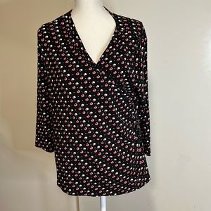 Talbots Black Print Top
